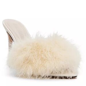 Steve Madden Cream Feathered Mules